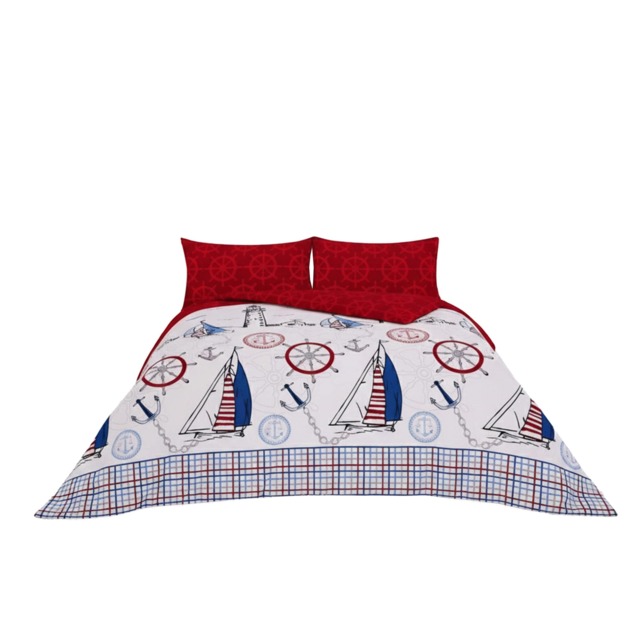 Pirate Duvet Cover Set Adventure Themed Bedding with Pillowcases Red Double