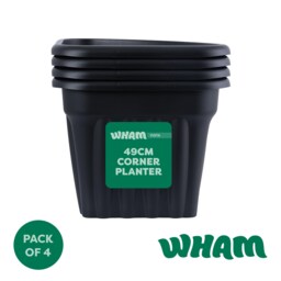 Wham Vista 4 x 49cm Corner Plastic Garden Planters Black Slate/Black
