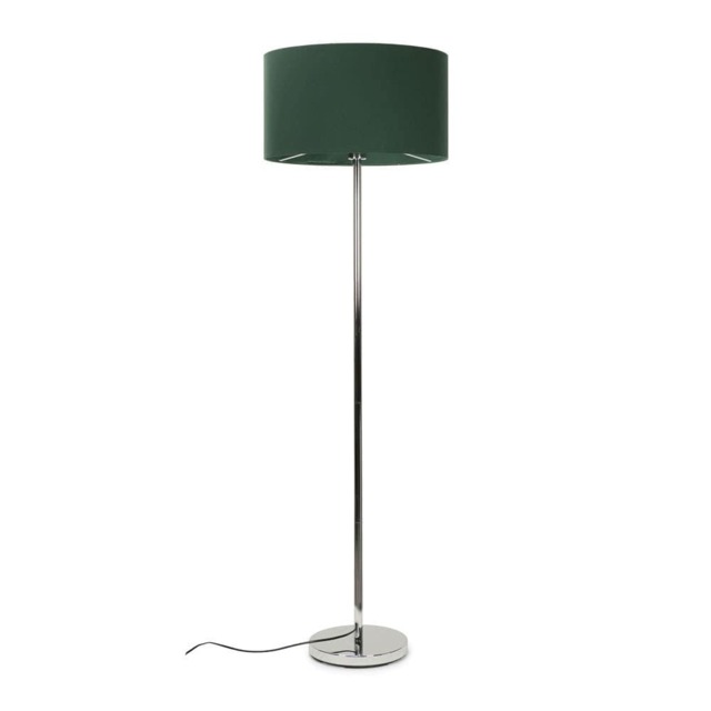 ValueLights Charlie Chrome Floor Lamp Forest Green Shade