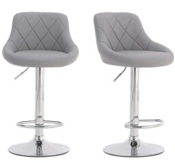 2x Alivio Premium Chrome Bar Stools Grey Luxury Extra Comfort Modern Bar Dining