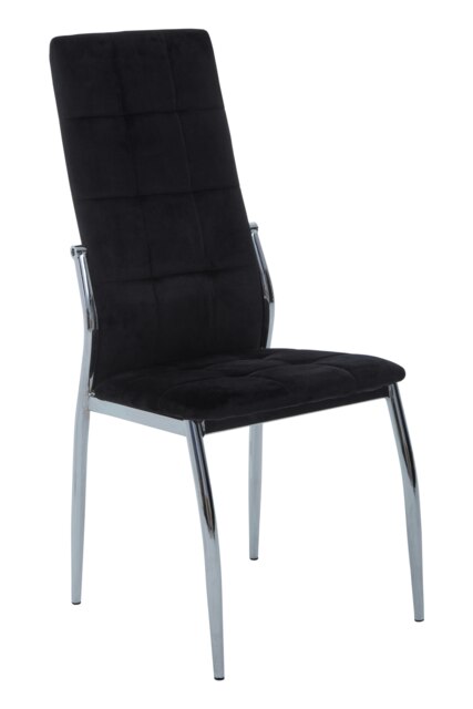 Interiors By Premier Black Velvet High Back Dining Chair,Kitchen Chair With High Back,Chrome Finish Lounge Chair,Outdoor Chair Black