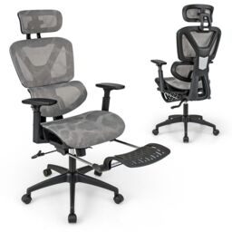 COSTWAY Adjustable Swivel Executive Computer Desk Chair Grey