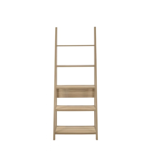 Riva Wooden 5 Tier Ladder Bookcase Shelving Shelf Display Unit Oak Effect