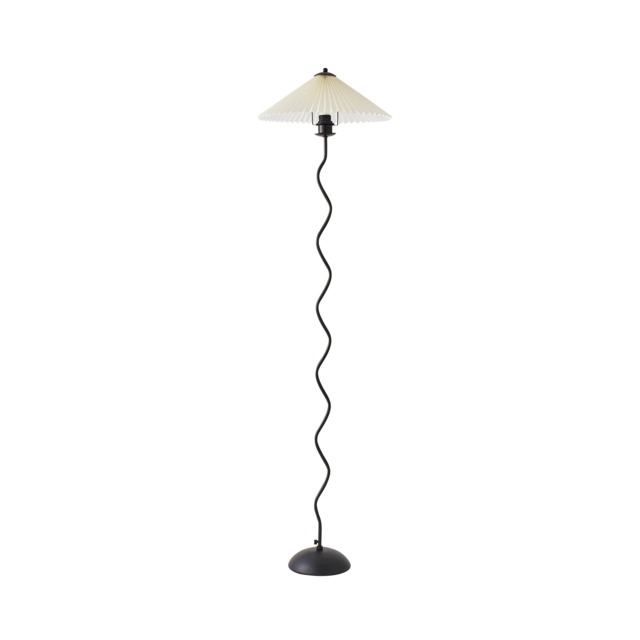 ValueLights Wiggle Black Metal Floor Lamp Origami Pleated Shade