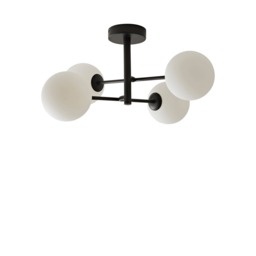 ValueLights Darla Black Opaque Globe Bathroom Ceiling Light & Bulbs Black
