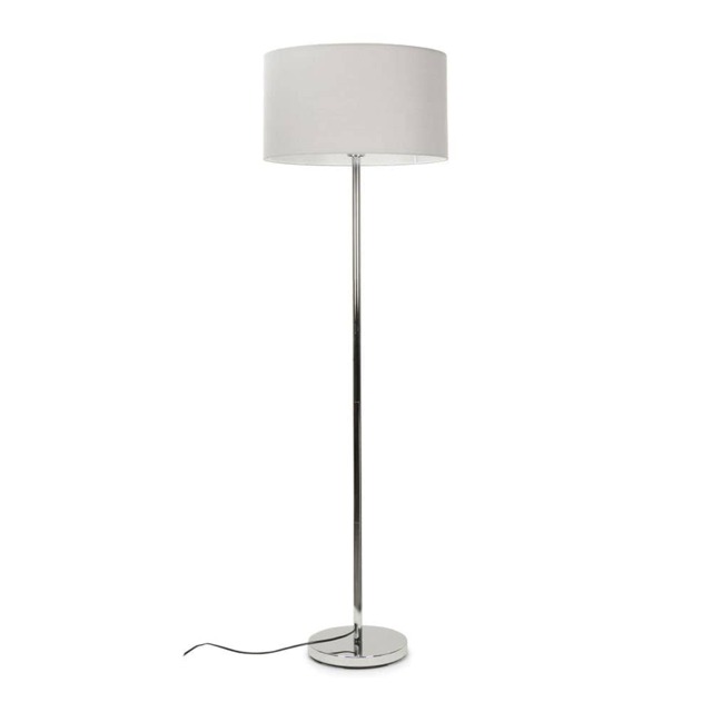 ValueLights Charlie Chrome Floor Lamp Grey Shade