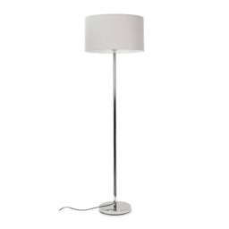 ValueLights Charlie Chrome Floor Lamp Grey Shade