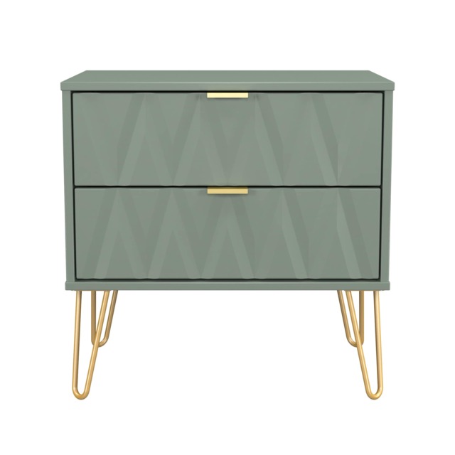 Dallas 2 Drawer Wide Bedside Table in Reed Green (Ready Assembled) Green Reed Green