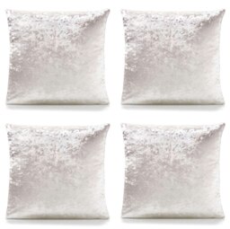 Plain Crushed Velvet 45cm x 45cm Cream Cushion Set of 4 Cream 45cm x 45cm x 10cm 4