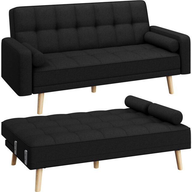 Yaheetech Fabric Upholstered Sofa Bed with Adjustable Back