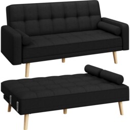 Yaheetech Fabric Upholstered Sofa Bed with Adjustable Back