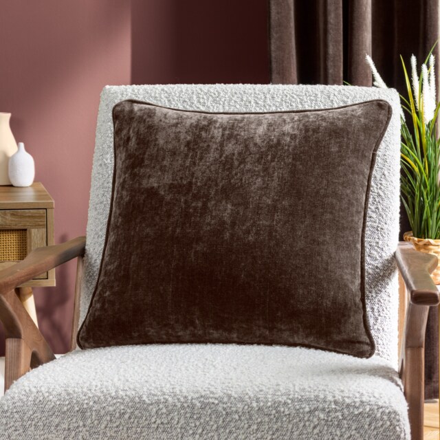 Yard Heavy Chenille Piped Cushion Brown Brown 50 x 50cm 1