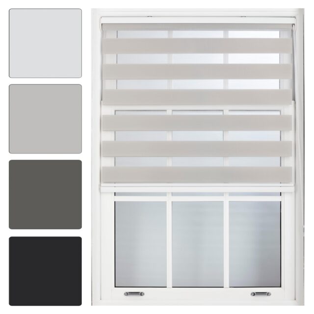 Day and Night Zebra Roller Blind 50cm Wide x 165cm Long Grey Grey