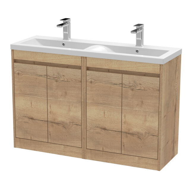Balterley Chartley 4 Drawer Vanity Unit, Ceramic Basin, 1200mm, Autumn Oak