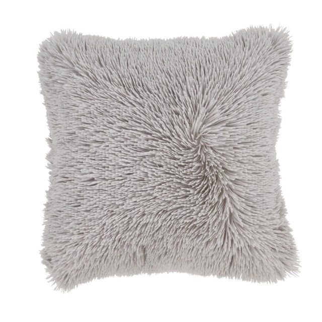 Catherine Lansfield Cuddly Deep Pile Faux Fur Cushion Silver Silver Grey 45x45cm
