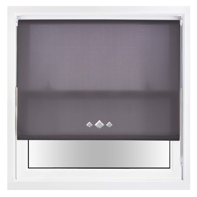 FURNISHED Daylight Trimmable Roller Blinds with Triple Diamond Eyelets and Metal Fittings Grey Dark Grey (W) 95cm x (L) 165cm