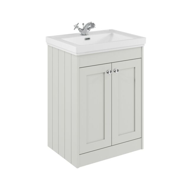 Balterley Floor Standing 2 Door Unit with Classic Basin 1 Tap Hole White 800 x 600 x 453mm