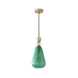 ValueLights Anastasia Green Glass Stacked Gold Ceiling Pendant Light Green