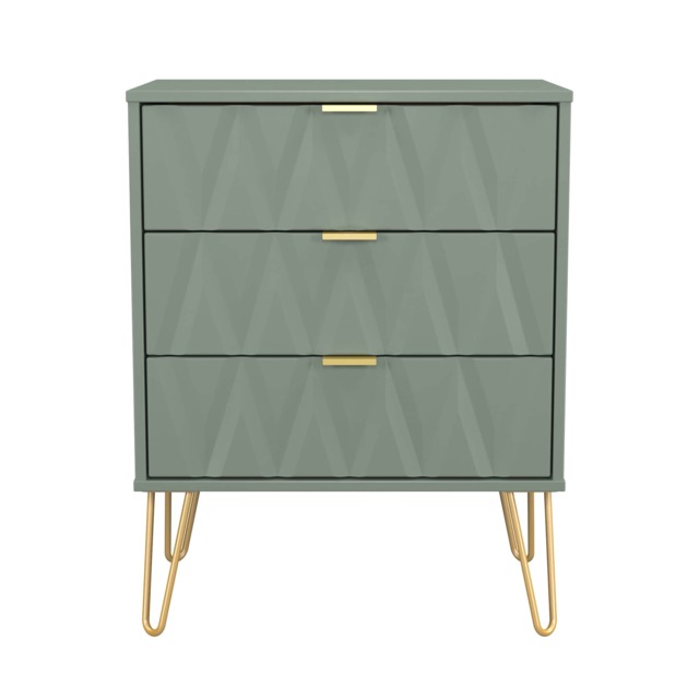Dallas 3 Drawer Midi Chest of Drawers in Reed Green (Ready Assembled) Green Reed Green