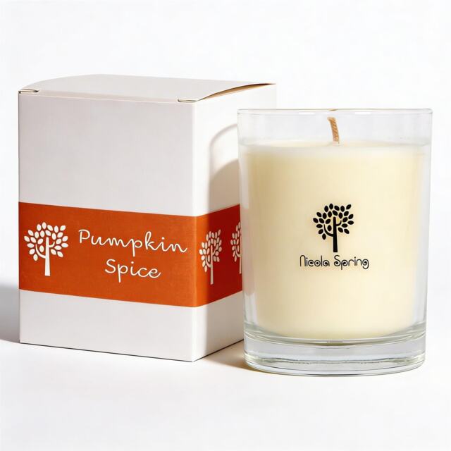 Nicola Spring Pumpkin Spice Scented Candle - 160g 28h Natural Single Wick Soy Wax Aromatherapy Candle Home Fragrance