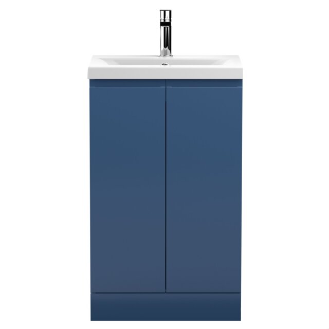 Balterley Mavesyn Contemporary 2 Door Floor Standing Vanity Unit with Mid-Edge Basin, Dark Blue, 500mm