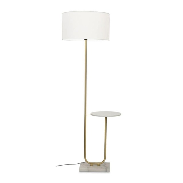ValueLights Tavel Brushed Gold Floor Lamp White Shade