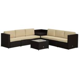 Outsunny 8Pcs Patio Rattan Sofa Set Garden Furniture Side Table w/ Cushion