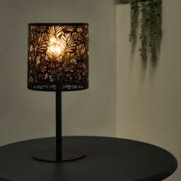 OHS Carved Metal Solar Table Lamp Outdoor Garden Light Auto Sensor Black