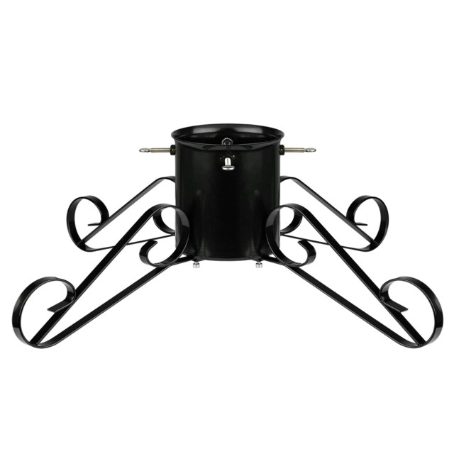 Holly International Traditional Metal Scroll Leg Christmas Tree Stand for Real Trees to 3m - Black
