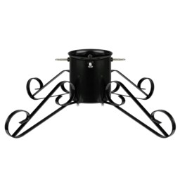 Holly International Traditional Metal Scroll Leg Christmas Tree Stand for Real Trees to 3m - Black