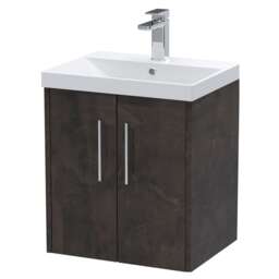 Balterley Winshill Contemporary 2 Door Wall Hung Vanity Unit with Thin Edge Basin, Metallic Slate, 500mm