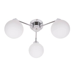 ValueLights Jonah Polished Chrome 3 Arm Globe Ball Shade Flush Ceiling Light & Bulbs Silver