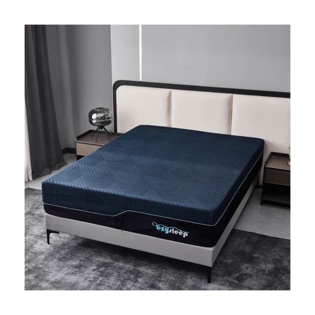Ezysleep 30Cm Premium Memory Foam Support Mattress - Cool Sensation Cover 5 Year Warranty Blue Blue