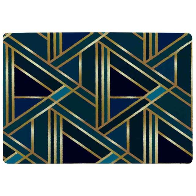 Gold & Teal Geometric Pattern Rug Multi