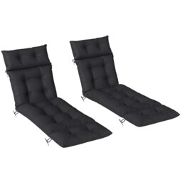 Outsunny Garden Lounge Chair Cushions Set of 2, 220gsm Fabric