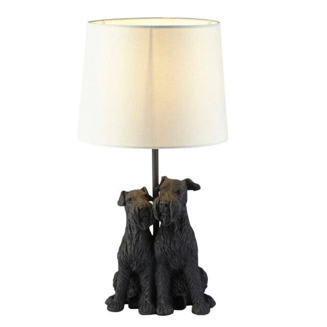 Westie Base & Shade Table Lamp Matt Black & Natural Linen