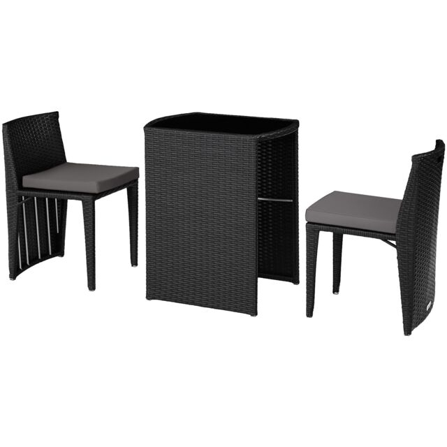 Garden Table and Chairs Hamburg - 2 chairs, 1 dining table, bistro set Black black 1