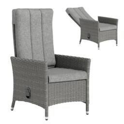 Outsunny Rattan Garden Recliner Chair with Adjustable Backrest, Light Grey Grey Light grey rattan, light grey cushion One Size