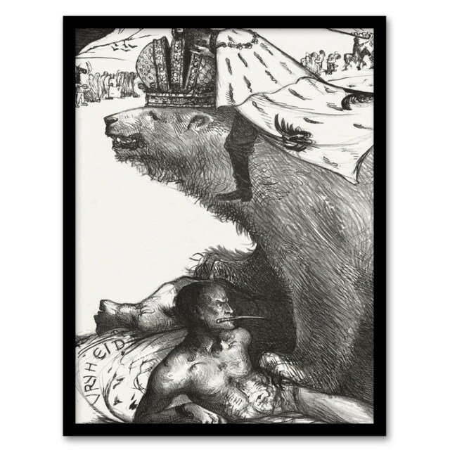 "Tsar Nicholas II on the Russian Bear Holst Framed Wall Art Print 12X16"""