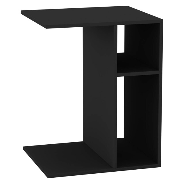 C-Shape Side Wooden Table End Coffee Bedside Nightstand Laptop Snack Living Room Multi Black