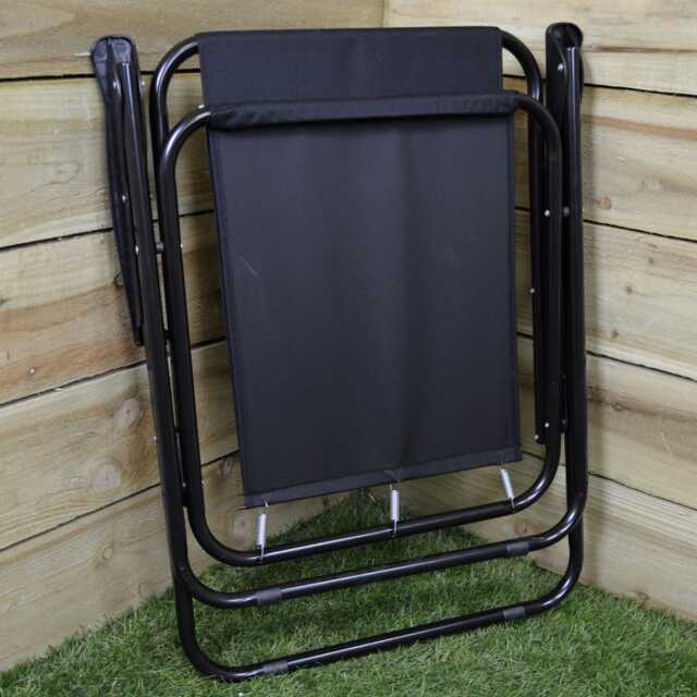 2 Pack Black Folding Canvas Camping / Festival / Outdoor Chairs with Plastic Arm Rests Black Black