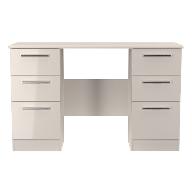 Windsor 6 Drawer Kneehole Desk in Kashmir Gloss & Kashmir Matt (Ready Assembled) Cream Kashmir Gloss & Kashmir Matt