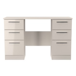 Windsor 6 Drawer Kneehole Desk in Kashmir Gloss & Kashmir Matt (Ready Assembled) Cream Kashmir Gloss & Kashmir Matt