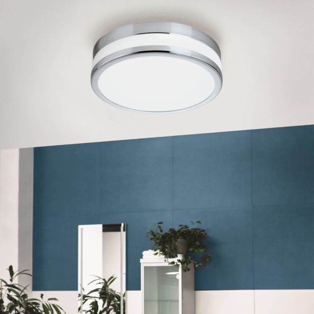 EGLO Palermo LED White and Chrome Steel Round Bathroom Ceiling Light