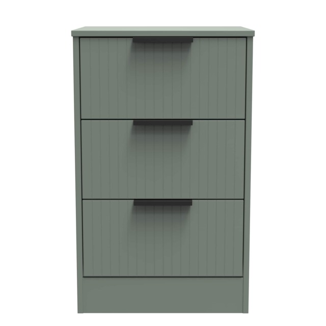 Denver 3 Drawer Bedside Cabinet in Reed Green (Ready Assembled) Green Reed Green