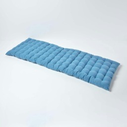 Homescapes Garden Bench Cushion Luxury 3 Seater Cotton Indoor Outdoor Seat Pad Blue 143 x 48 cm 1