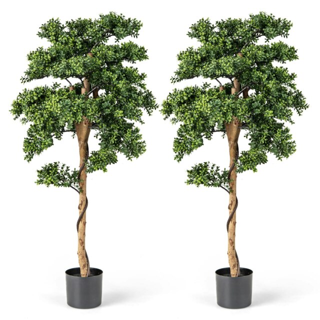 COSTWAY Artificial Boxwood Topiary Tree Faux Potted Plants Green One Size