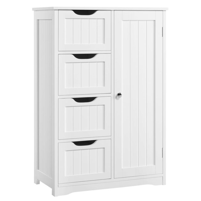 Yaheetech Wooden Bathroom Cabinet 4 Drawers & Cupboard