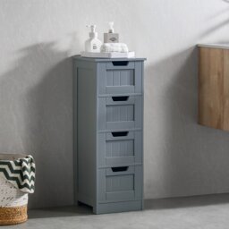 Bath Vida Priano 4 Drawer Freestanding Bathroom Storage Cabinet, Grey Grey 1
