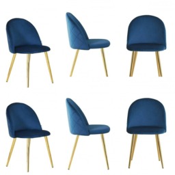 Set of 6 Lucia Ergonomic Velvet Dining Chairs with Wooden Legs, Modern Upholstered Accent Chair Red
